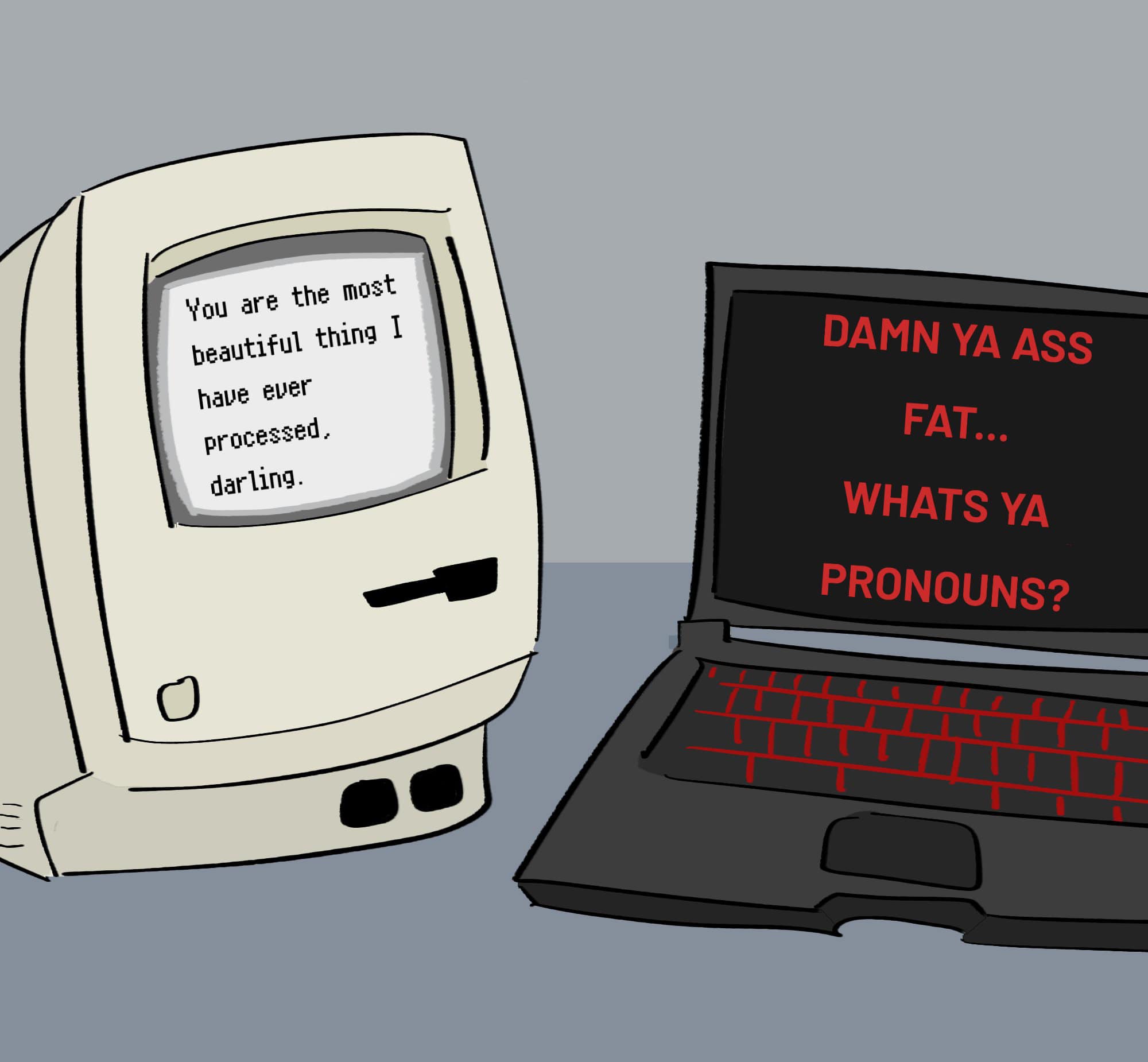 This meme is a play on the classic 1984 Apple computer commercial, "1984" by Ridley Scott, where a woman throws a sledgehammer at a screen featuring Big Brother (representing the oppressive government). The meme takes a similar concept, but instead of a sledgehammer, a woman (or a man, depending on the version) is throwing a laptop at a screen featuring a generic "You are special" message. The text on the screen reads: "You are special. You are loved. You are accepted. You are valid. You are enough. You are...".